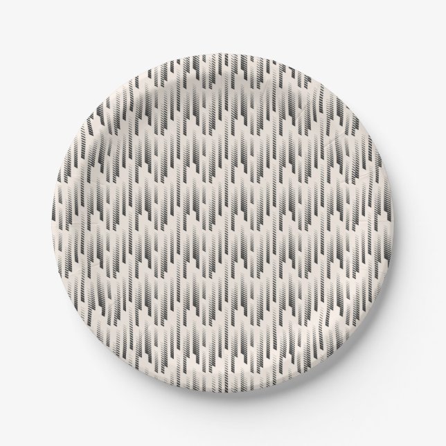Modern Rain Pattern Paper Plate (Front)