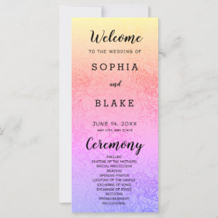 Modern Rainbow and Floral Wedding Program