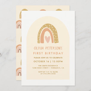 Modern Rainbow Arch First Birthday Invitation