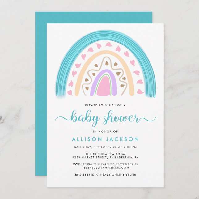 Modern Rainbow Baby Shower Invitation (Front/Back)