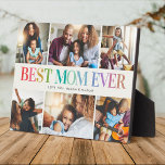 Modern Rainbow Best Mum Ever Photo Collage Plaque<br><div class="desc">Best Mum Ever! A thoughtful,  modern Birthday,  Mother's Day or Holiday gift: A trendy Instagram photo collage plaque with your custom message and/or names. Trendy pastel rainbow typography on a soft ivory backdrop makes for a cheerful,  stylish keepsake!</div>