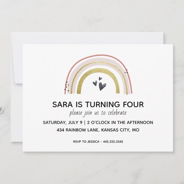 Modern Rainbow Birthday Invitation (Front)