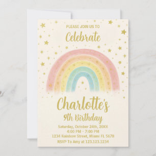 Modern Rainbow Birthday Invitation