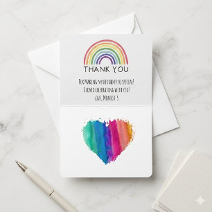 Modern Rainbow Birthday Party Thank You Card