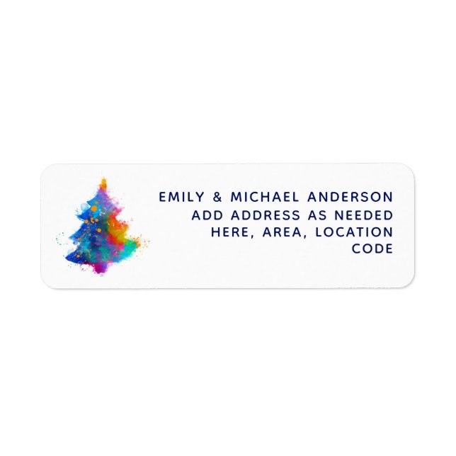 Modern Rainbow Christmas Tree Return Address (Front)