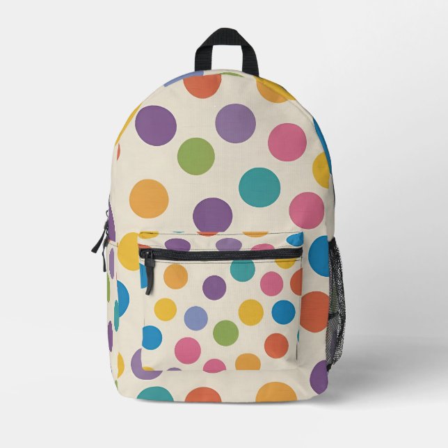 Modern Rainbow Colour Hexagonal Art Printed Backpack (Front)
