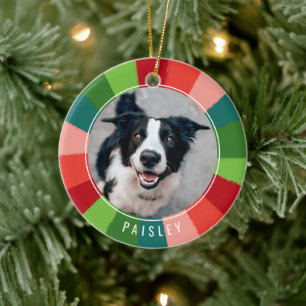 Modern Rainbow Colour Wheel Pet Photo Christmas Ceramic Tree Decoration
