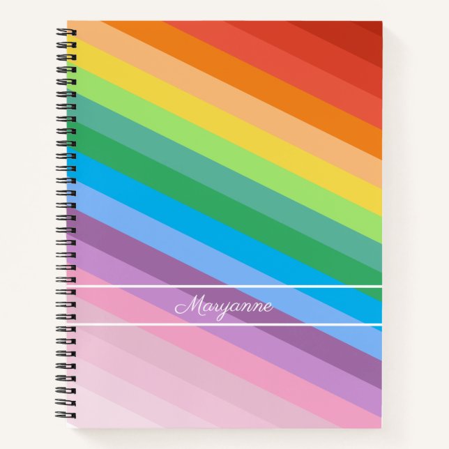 Modern Rainbow Coloured Stripes Notebook (Front)