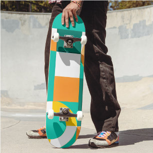 Modern Rainbow Colourful Geometric Pattern Skateboard