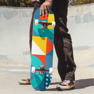 Modern Rainbow Colourful Geometric Pattern Skateboard