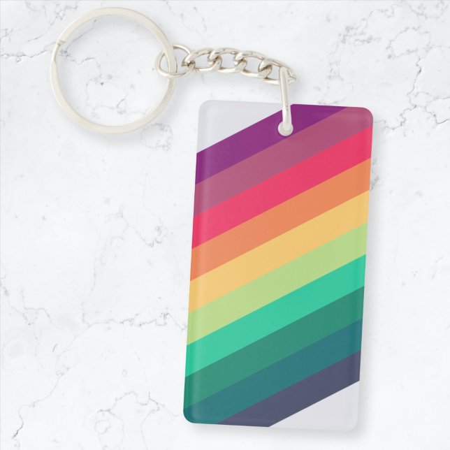 Modern Rainbow | Colourful Stripe LGBT Gay Pride Key Ring (Creator Uploaded)