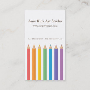 Modern Rainbow Colouring Pencils Art Supplies Business Card