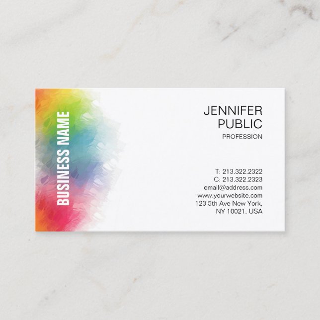 Modern Rainbow Colours Professional Template Business Card (Front)