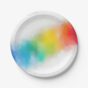 Modern Rainbow Colours Trendy Pink Red Blue Purple Paper Plate