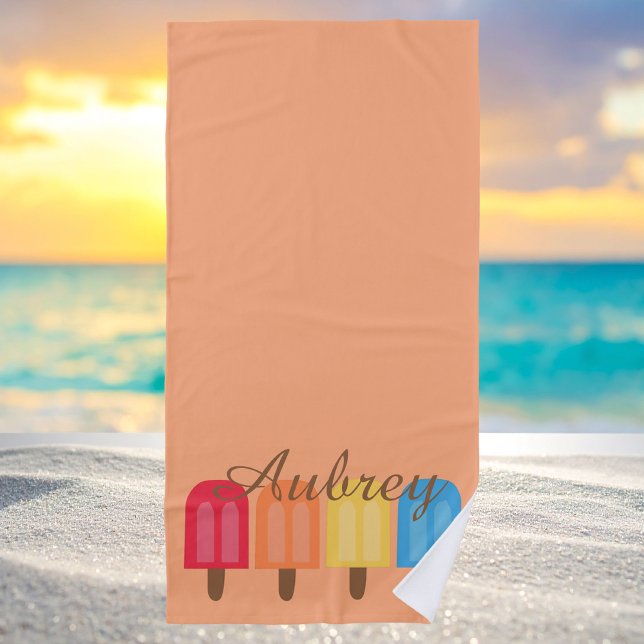 Modern Rainbow Cool Popsicle Stylish Girly Beach Towel (Creator Uploaded)