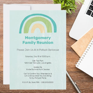 Modern Rainbow Family Gathering BBQ Picnic Reunion Invitation