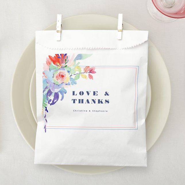 Modern Rainbow Floral LGBTQ Wedding Favour Bags (Creator Uploaded)
