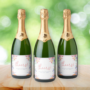 Modern Rainbow Floral LGBTQ Wedding Sparkling Wine Label