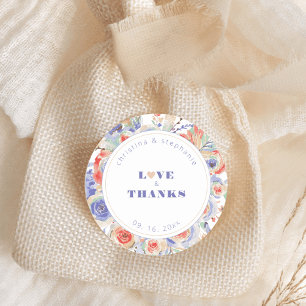Modern Rainbow Floral LGBTQ Wedding Thank You Classic Round Sticker