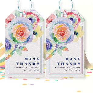 Modern Rainbow Floral LGBTQ Wedding Thank You Gift Tags