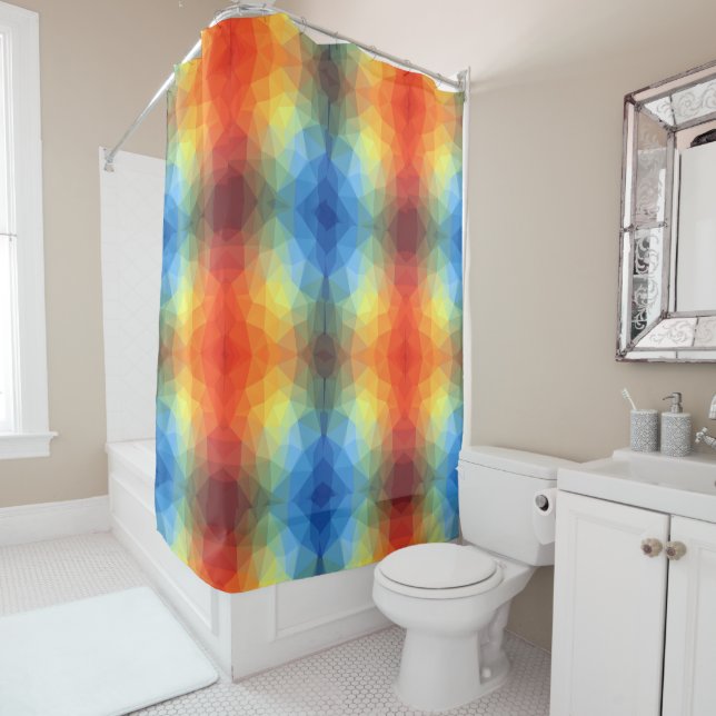 Modern Rainbow Geometric Shape Shower Curtain (In Situ)