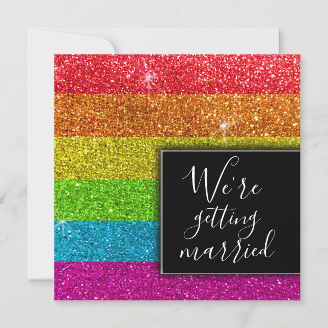 Modern Rainbow Glitter Colourful Sparkles Elegant Invitation (Front)