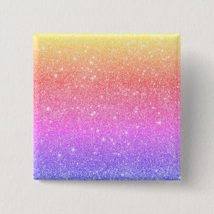 Modern Rainbow Glitter Glam 15 Cm Square Badge