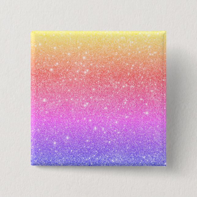 Modern Rainbow Glitter Glam  15 Cm Square Badge (Front)