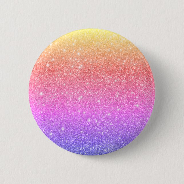 Modern Rainbow Glitter Glam Button (Front)