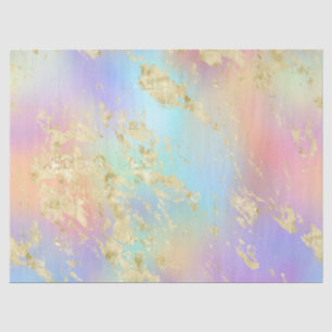 Modern Rainbow Gradient and Gold Marble Pattern Tissue Paper