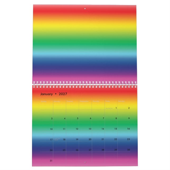 Modern rainbow gradient colours Lgbt flag gay prid Calendar (Jan 2027)
