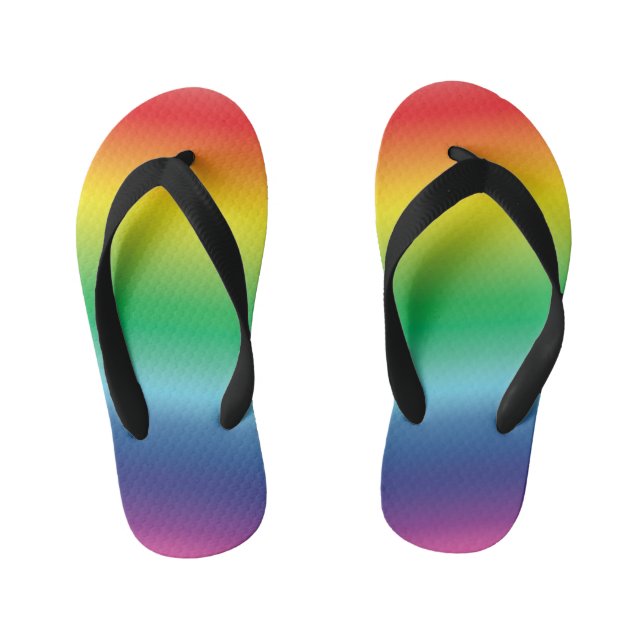 Modern rainbow gradient colours pattern fun kid's jandals (Footbed)