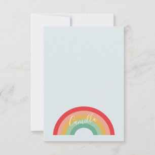 Modern rainbow handwritten script kids thank you card
