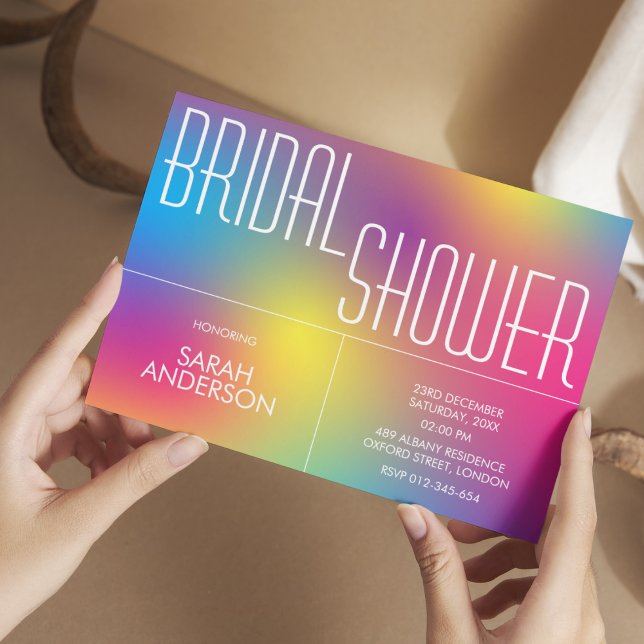 Modern Rainbow Holographic Bridal Shower Invitation (Creator Uploaded)