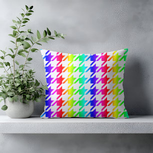 Modern Rainbow Houndstooth Pattern Cushion