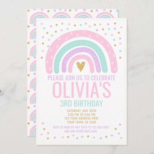 Modern Rainbow Invitation (Front/Back)