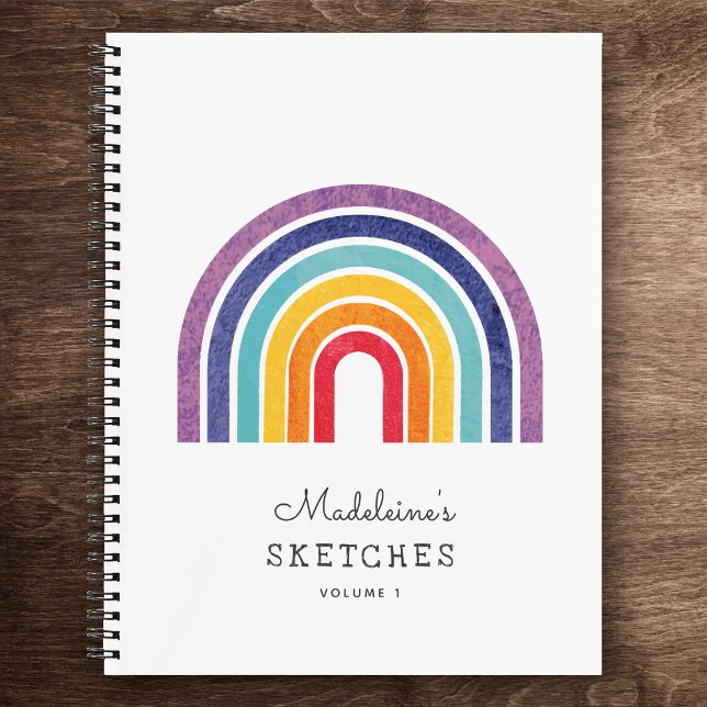 Modern Rainbow Kids Custom Artwork Name Sketches Notebook (Creator Uploaded)