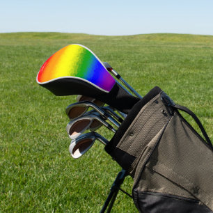 Modern Rainbow Mosaic Script Name Golf Head Cover