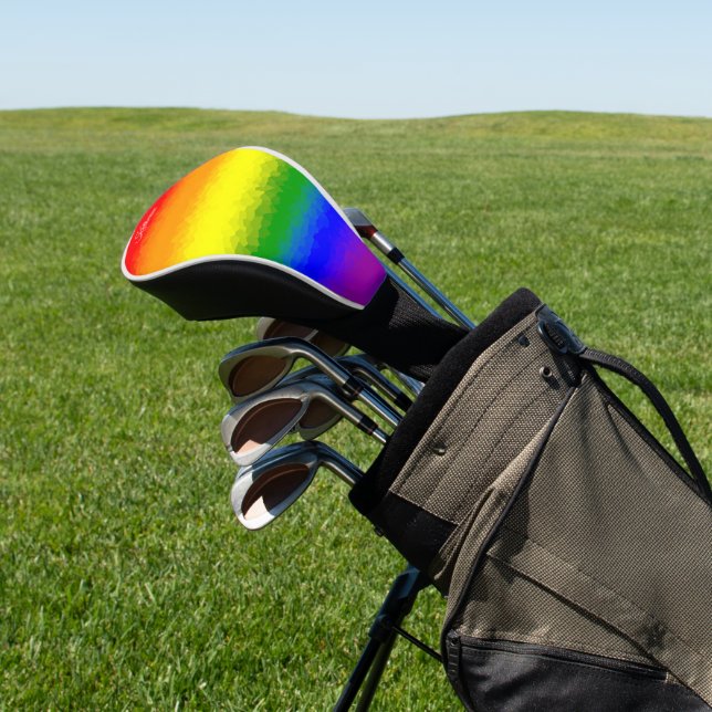 Modern Rainbow Mosaic Script Name Golf Head Cover (In Situ)