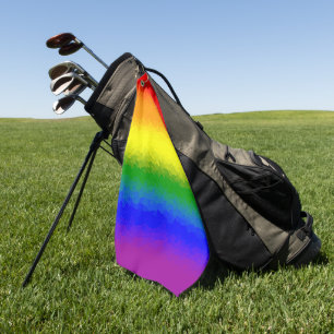 Modern Rainbow Mosaic Script Name Golf Towel