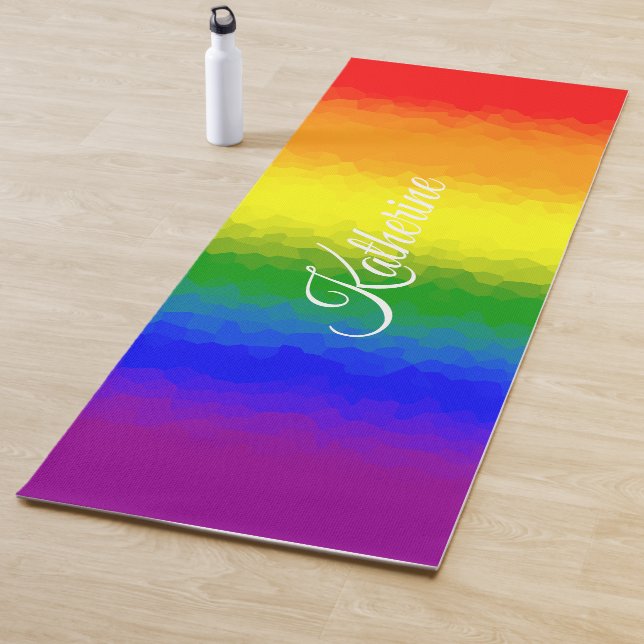 Modern Rainbow Mosaic Script Name  Yoga Mat (In Situ)