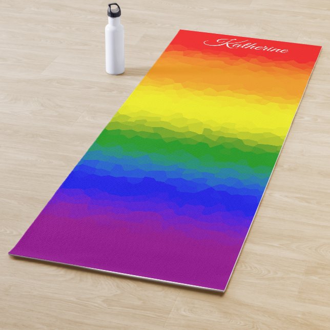Modern Rainbow Mosaic Script Name  Yoga Mat (In Situ)