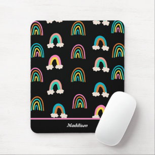 Modern Rainbow Pattern Customisable Name  Mouse Pad