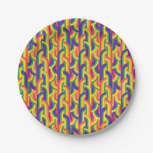 Modern Rainbow Pattern Paper Plate