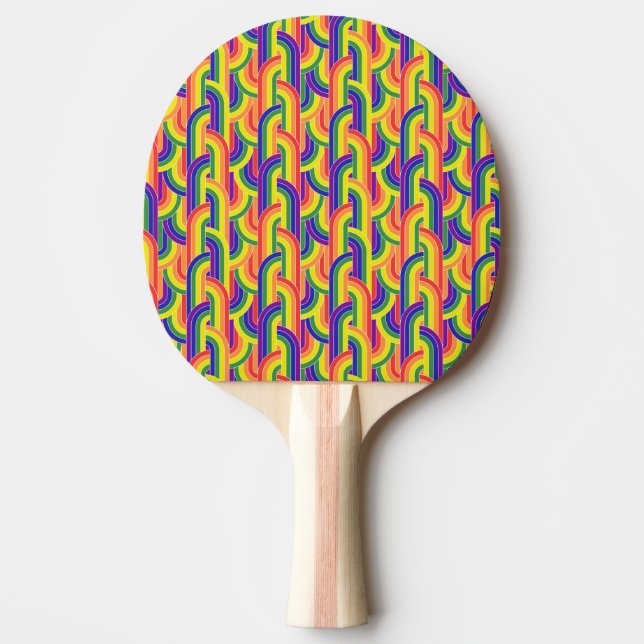 Modern Rainbow Pattern Ping Pong Paddle (Front)
