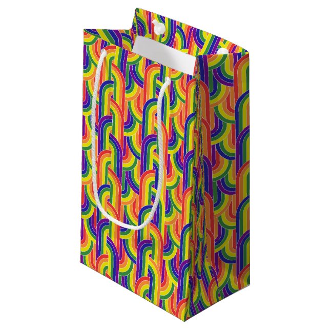 Modern Rainbow Pattern Small Gift Bag (Front Angled)