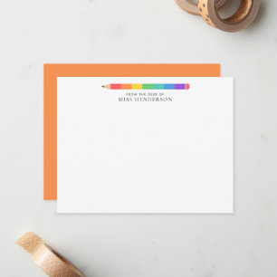 Modern Rainbow Pencil Custom Teacher's Card
