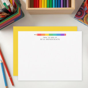Modern Rainbow Pencil Custom Teacher's  Card