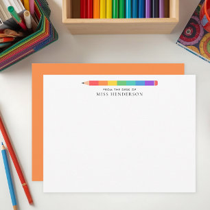 Modern Rainbow Pencil Custom Teacher's Card
