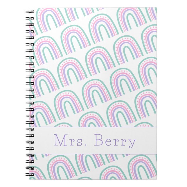 Modern Rainbow Personalised Teacher Notebook (Front)
